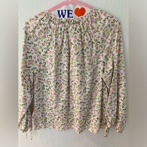 Jcrew puff sleeve floral popover shirt